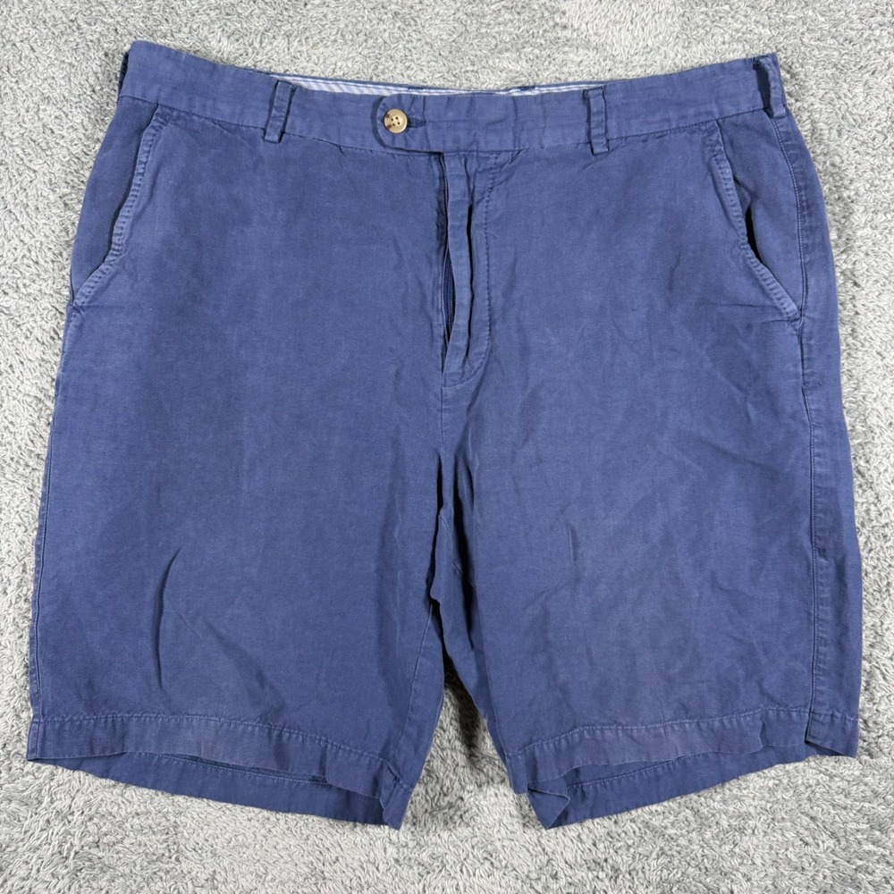 Peter Millar Seaside Shorts Mens 36 Blue Linen Cotton Silk Summer Blends